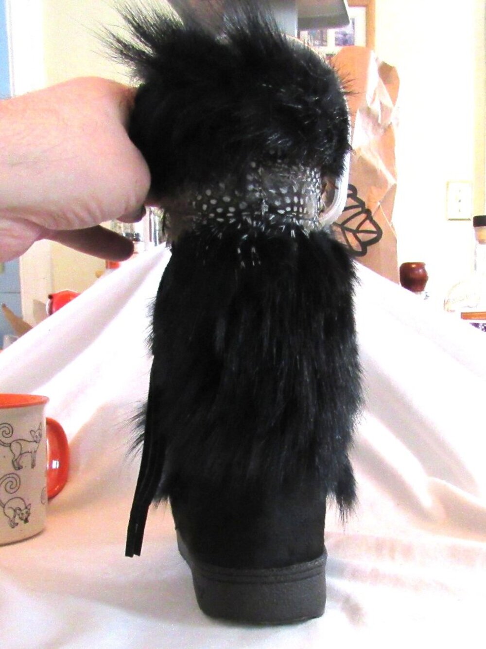 Bearpaw Kola II Sheepskin Black Goat Fur Women’s Winter Snow Lined Boots Size 9 - Picture 4 of 13
